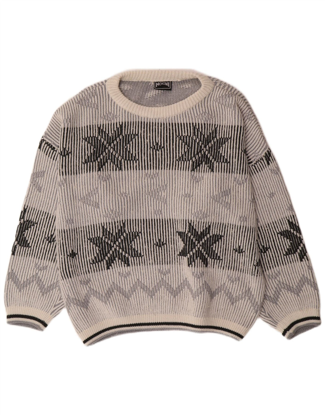 Suéter masculino VINTAGE com gola canoa XL Off White Fair Isle Classic