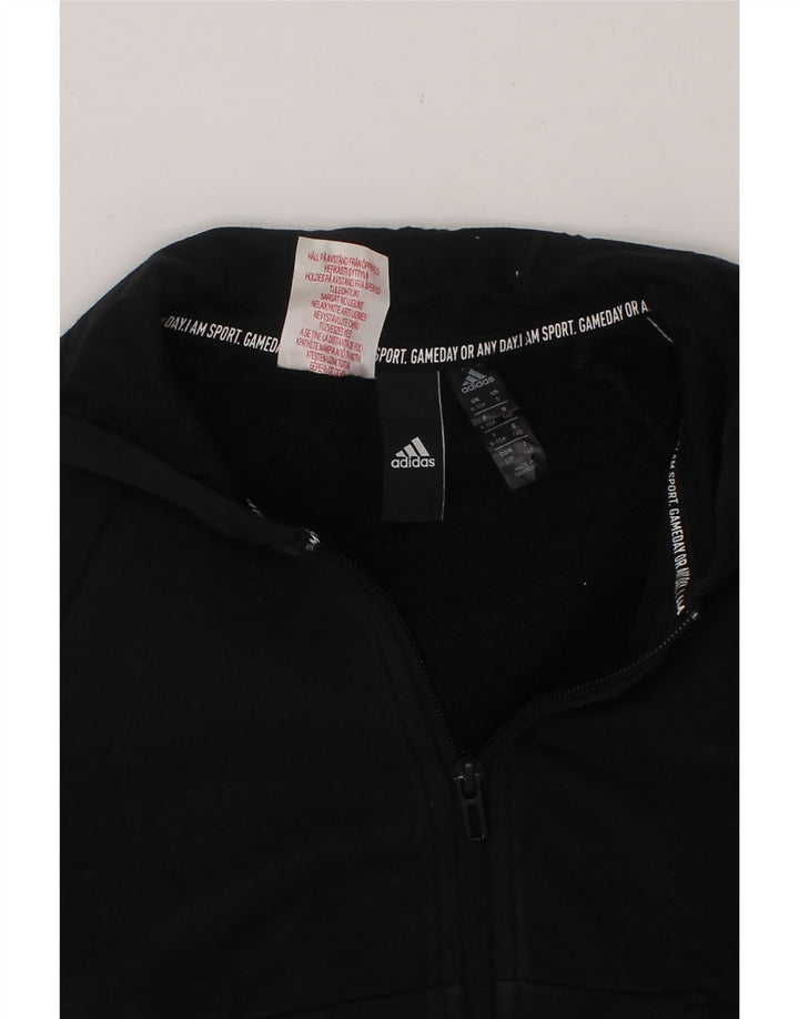 ADIDAS Boys Zip Hoodie Sweater 9-10 Years Black Cotton Vintage Adidas and Second-Hand Adidas from Messina Hembry 