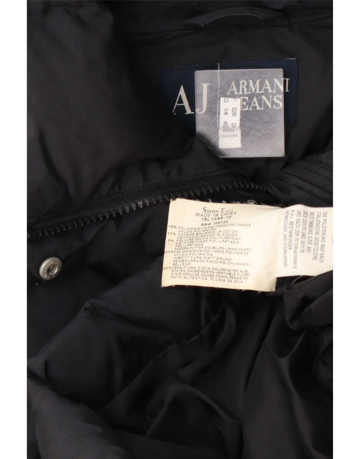 Casaco acolchoado feminino Armani Jeans UK 14 grande azul marinho poliamida