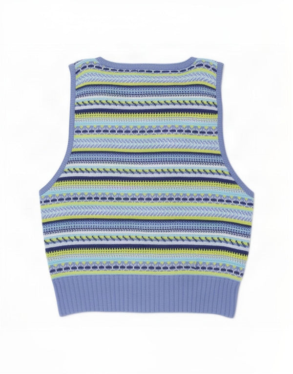 Regata feminina Benetton Crop Vest UK 8 pequena listrada multicolorida de algodão