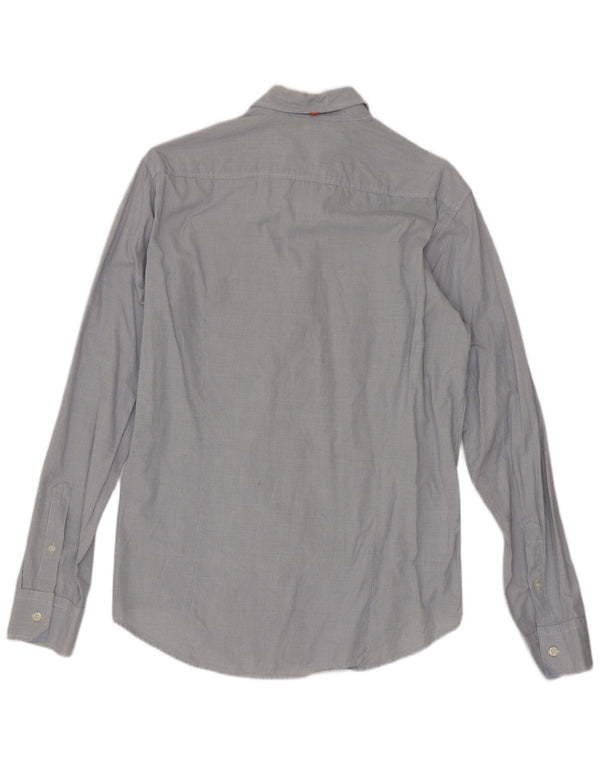 Camisa masculina Hugo Boss média azul guingão