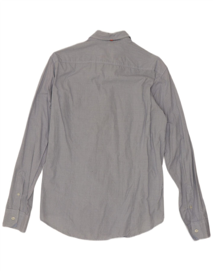 Camisa masculina Hugo Boss média azul guingão