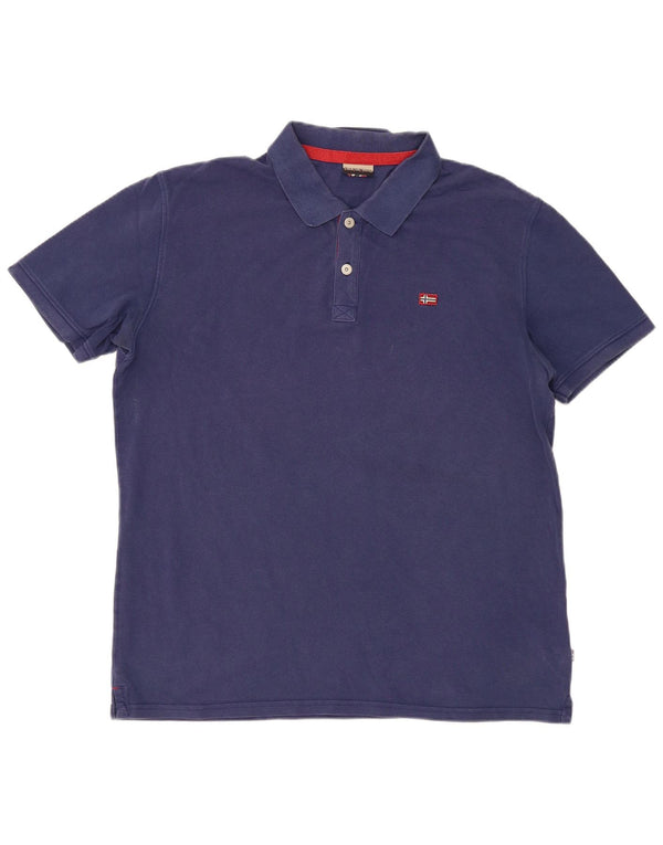 Camisa pólo geográfica masculina Napapijri 2XL algodão azul