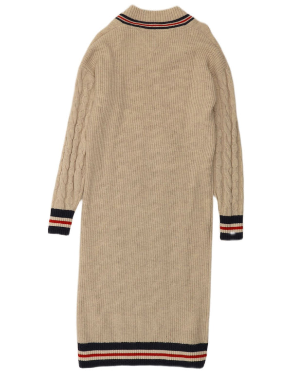 Vestido jumper feminino Tommy Hilfiger manga comprida UK 10 pequeno branco