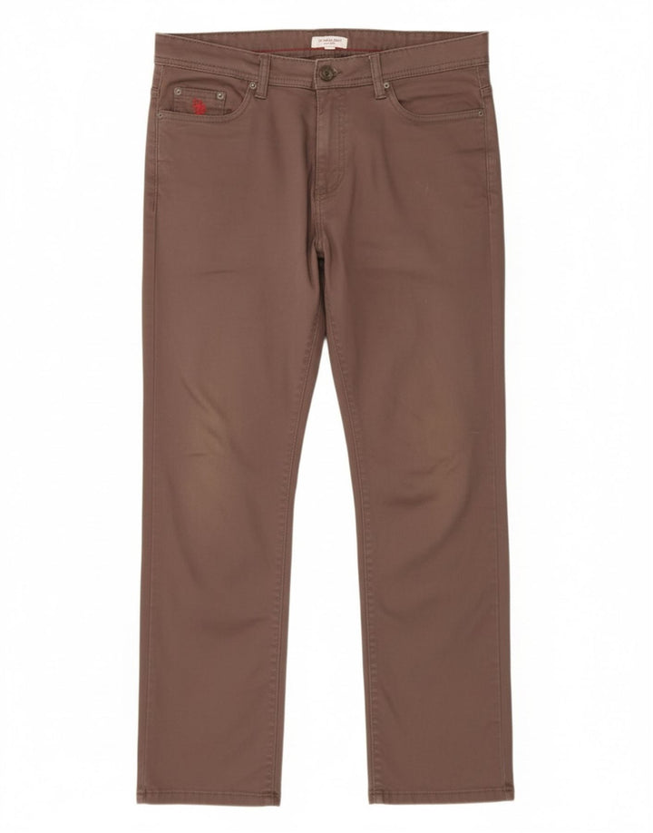 ASSN POLO DOS EUA. Calça casual reta masculina W34 L29 algodão marrom