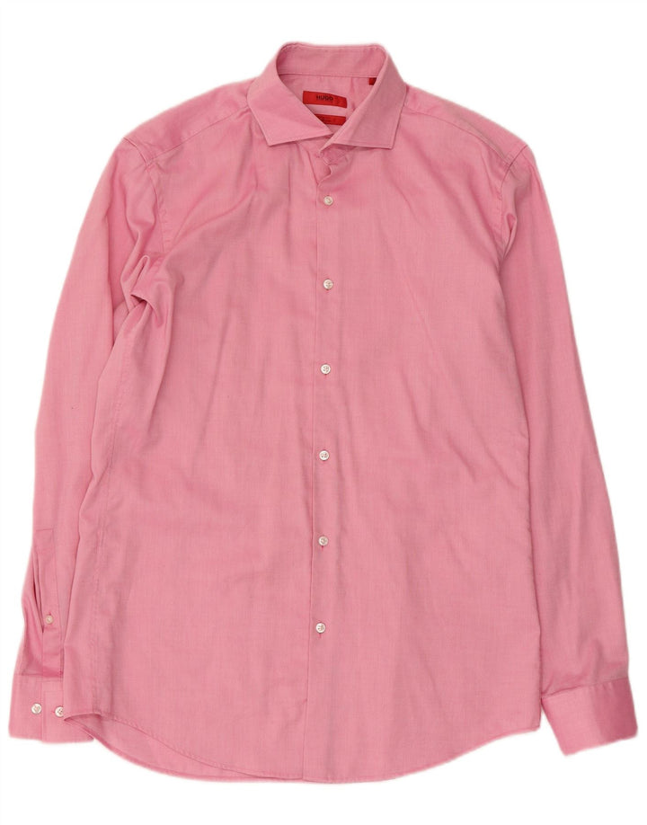 Camisa Slim Fit Masculina Hugo Boss Tamanho 39 15 1/2 Rosa Médio