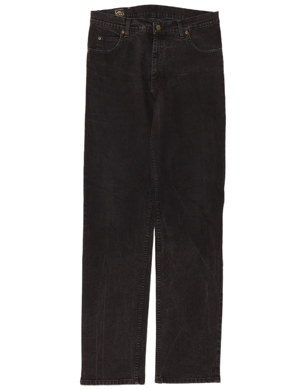 Lee Womens Brooklyn Straight Jeans W34 L36 Algodão Preto