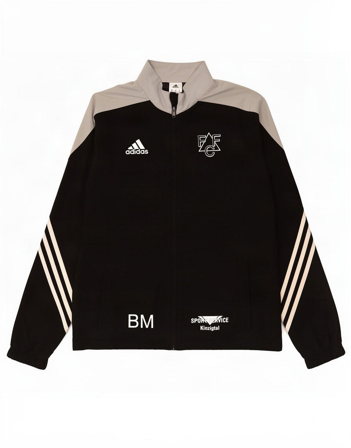 Adidas Mens Graphic Tracksuit Top Jaqueta Médio Preto Colorblock Poliéster