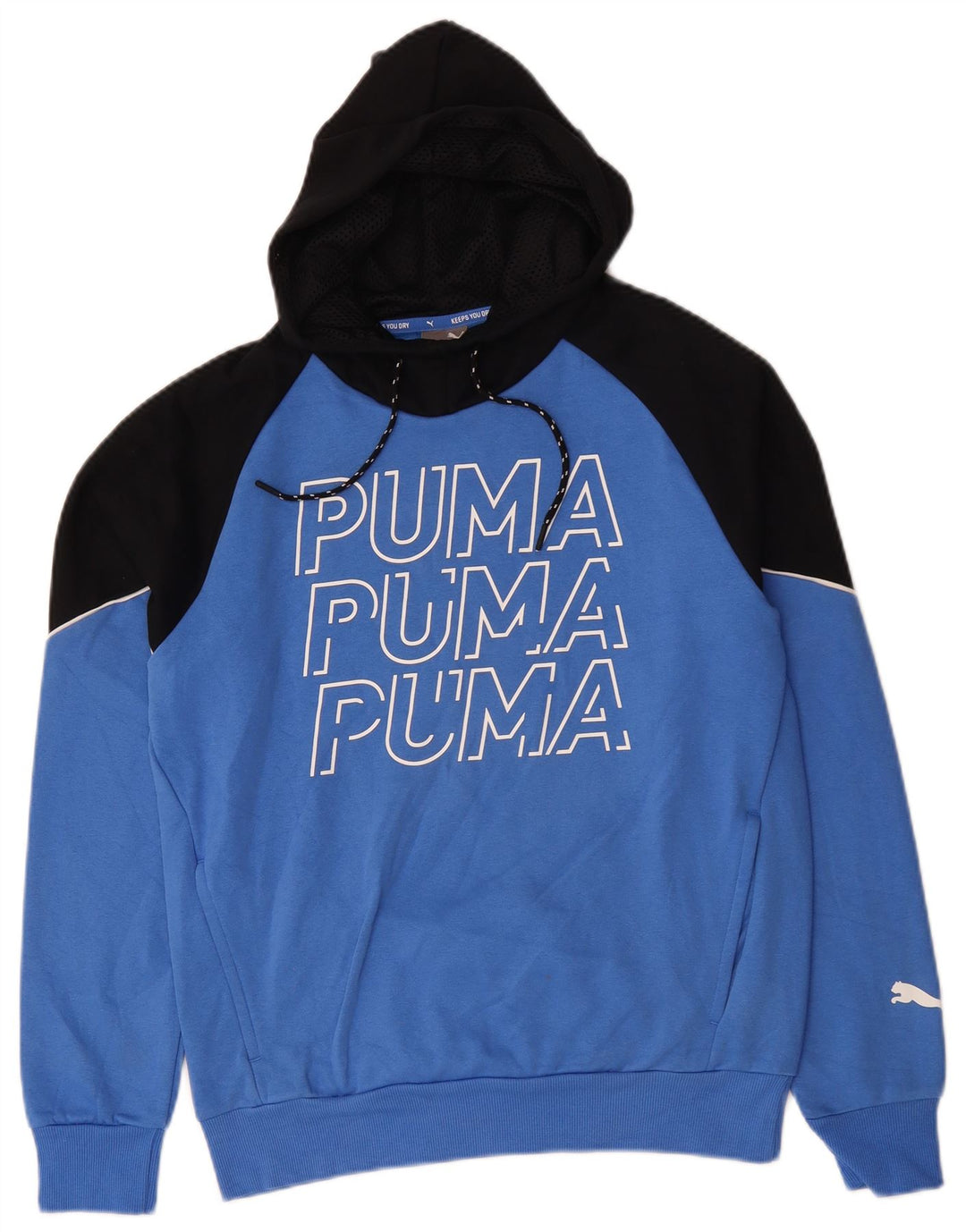 PUMA Mens Graphic Hoodie Jumper Pequeno Azul Colorblock