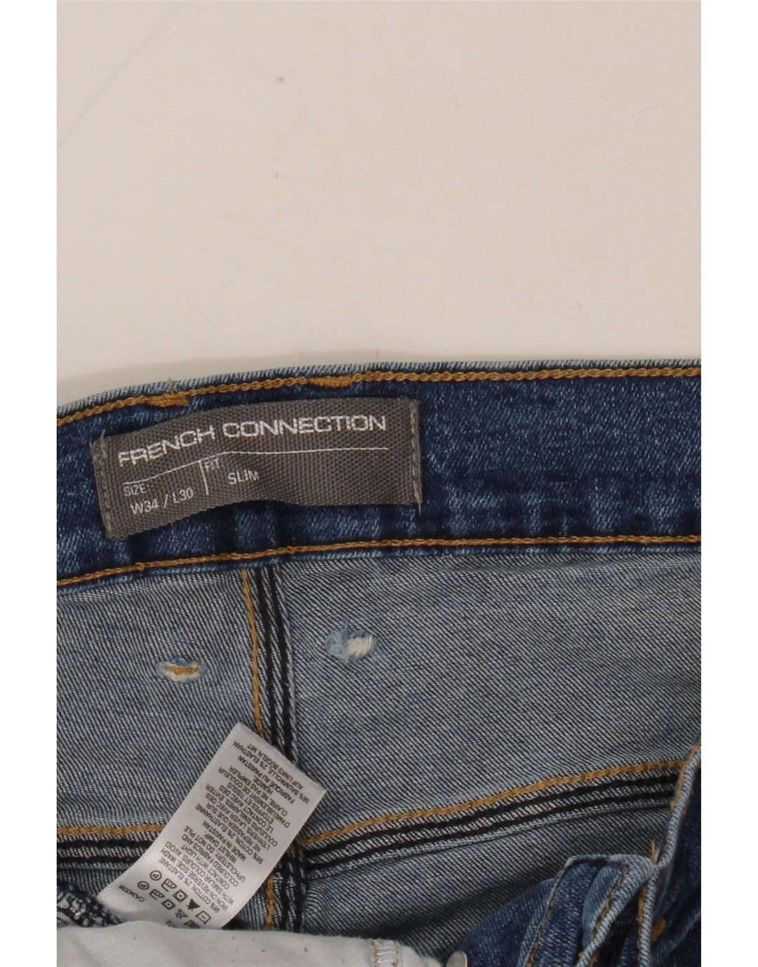 FRENCH CONNECTION Mens Jeans Slim W34 L30 Azul Algodão