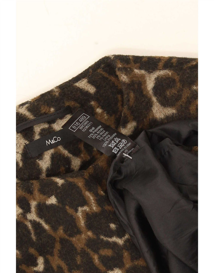 Sobretudo aberto feminino M&Co Reino Unido 8 pequeno marrom animal print poliéster