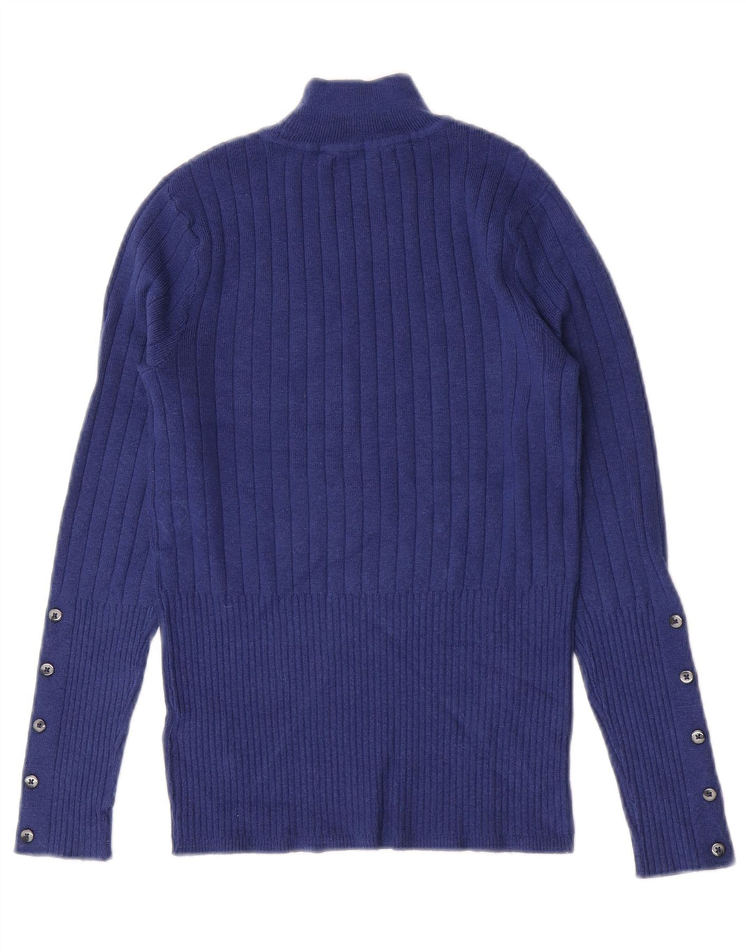 Suéter feminino Marks & Spencer com gola tartaruga Reino Unido 8 viscose azul pequena