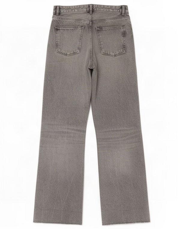 Zara Jeans feminino cintura alta com perna larga UE 38 pequeno W28 L34 cinza