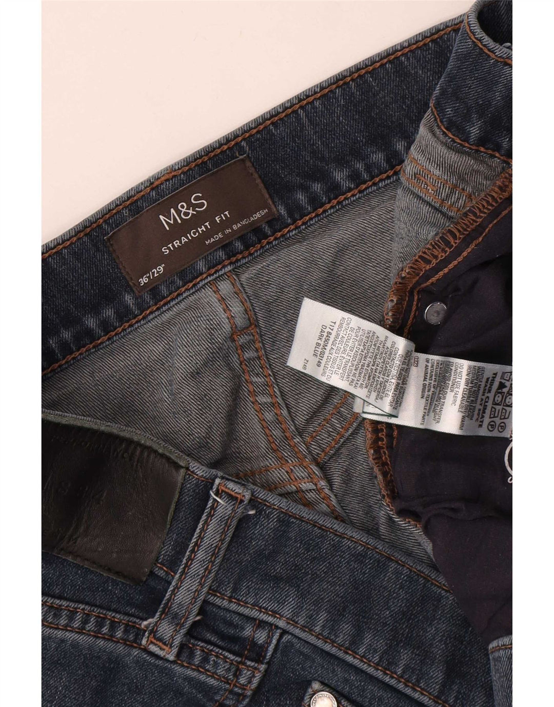 Jeans retos masculinos Marks & Spencer W36 L29 algodão azul marinho