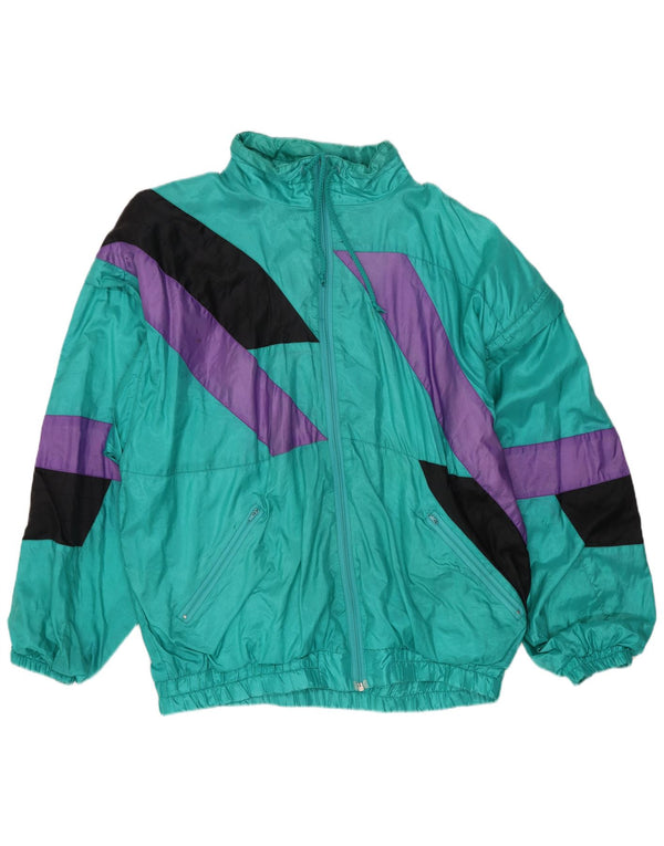 Jaqueta superior de agasalho masculino vintage grande poliamida colorblock verde