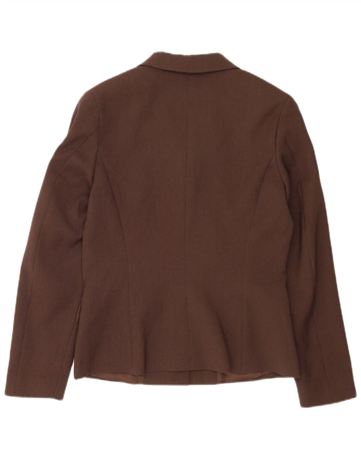 Jaqueta blazer feminina de 3 botões Max & Co. Reino Unido 14 poliéster marrom médio