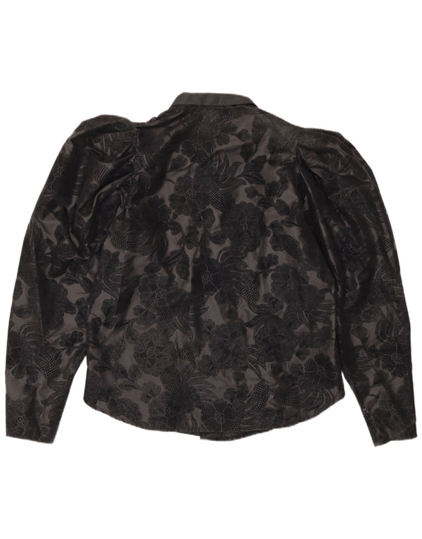 Blusa feminina Primavera Firenze UK 12 poliéster floral preto médio