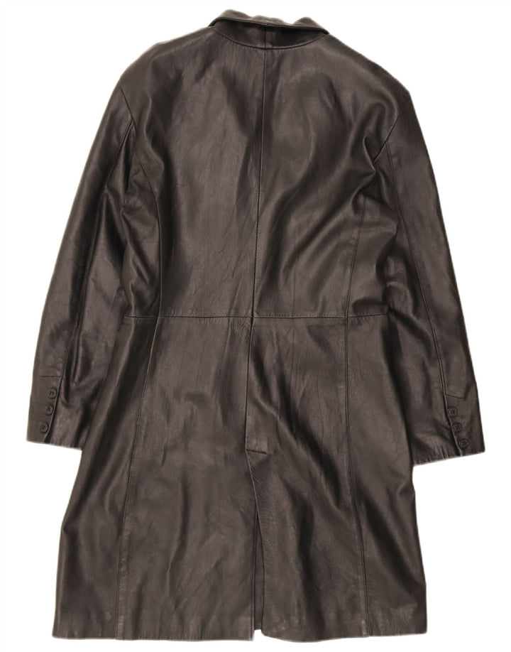 Casaco de couro feminino vintage UK 18 XL couro preto