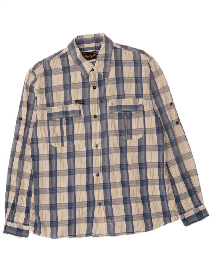 Camisa masculina WRANGLER grande algodão xadrez azul