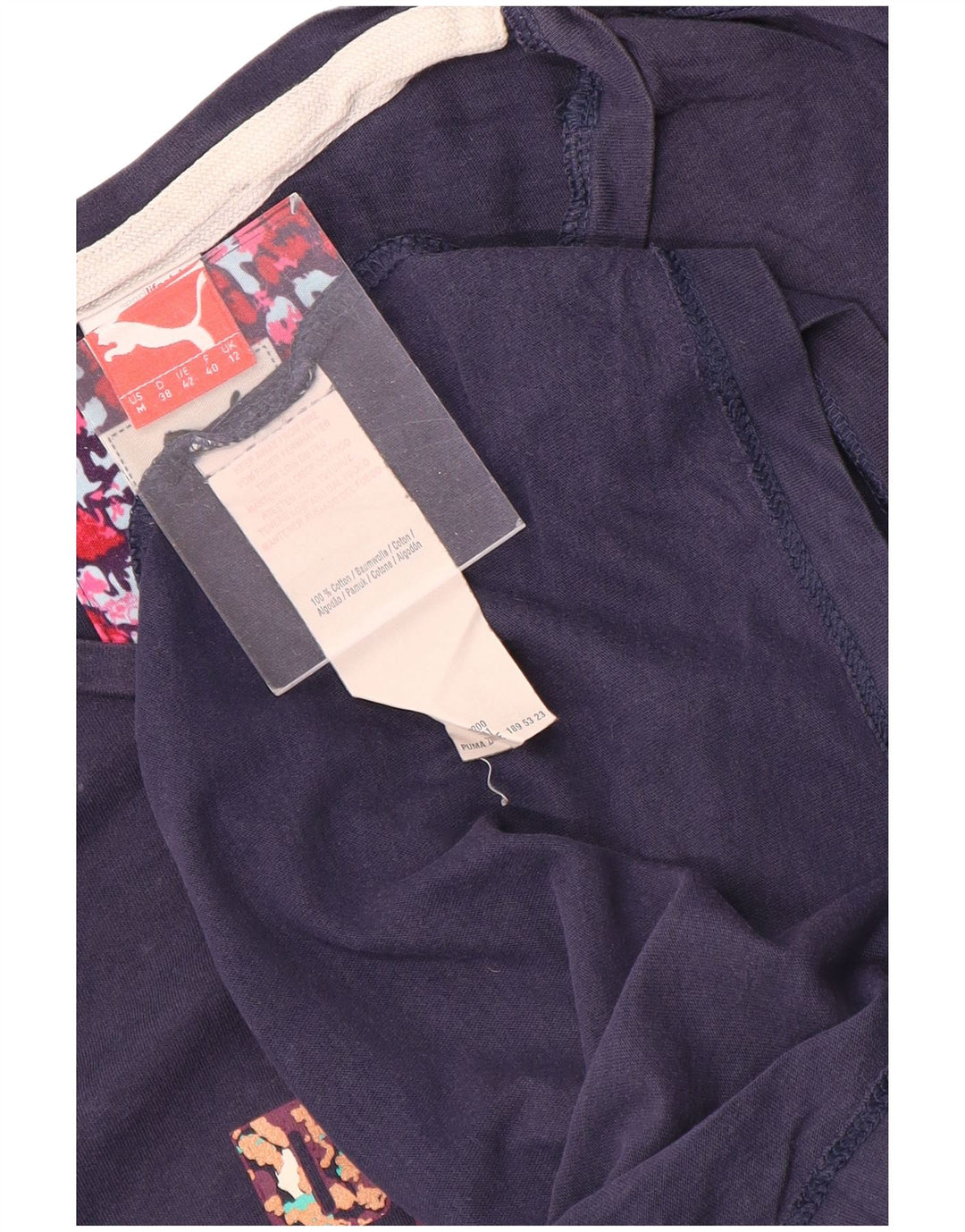 Camiseta feminina Puma Graphic UK 12 médio algodão azul marinho