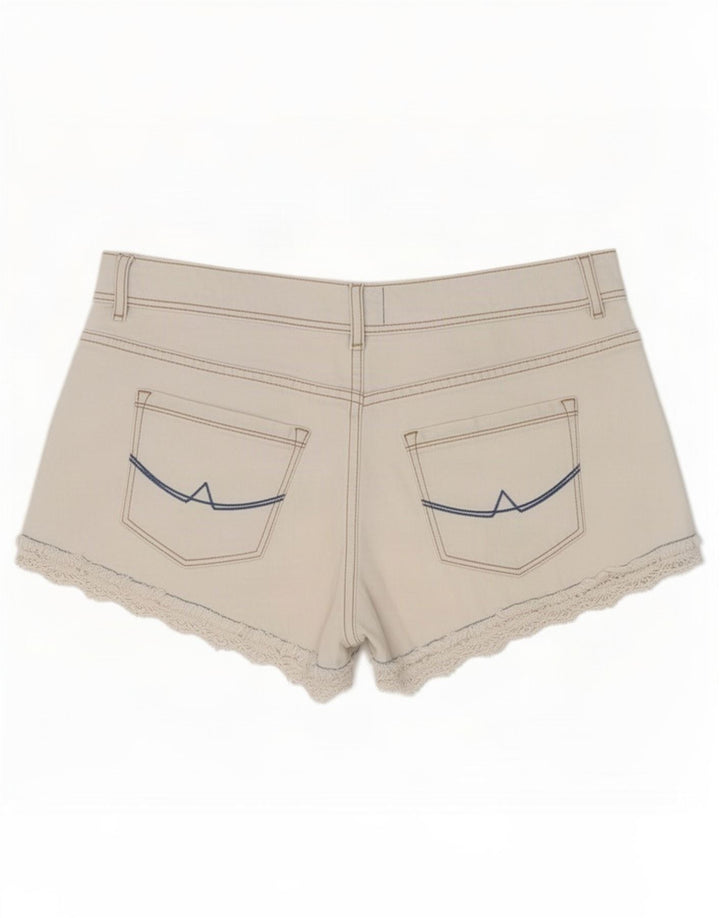 Shorts jeans feminino Superdry médio W28 algodão branco