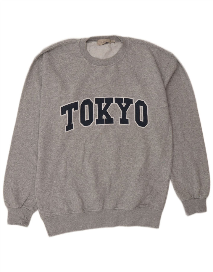 Coast Mens Tokyo Graphic Moletom Jumper Pequeno Algodão Salpicado Cinza