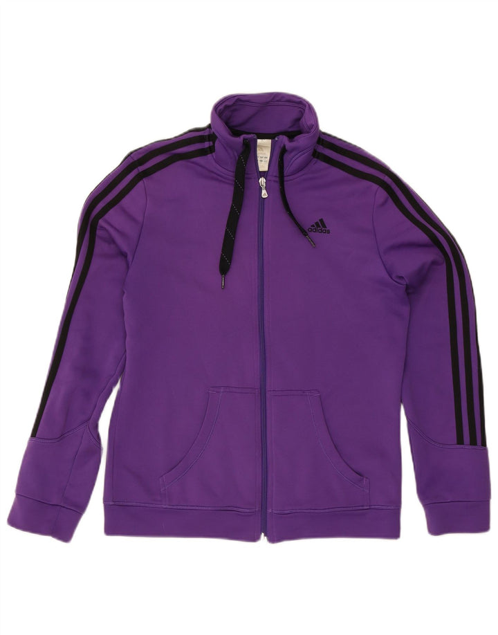 Adidas Womens Tracksuit Top Jacket UK 14 Médio Roxo Poliéster