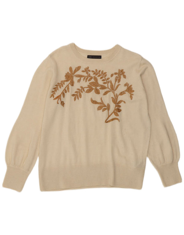 Suéter feminino Marks & Spencer com gola canoa Reino Unido 14 grande off white