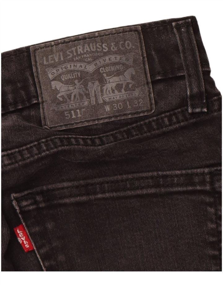 Levi's Masculino 511 Slim Jeans W30 L24 Algodão Preto
