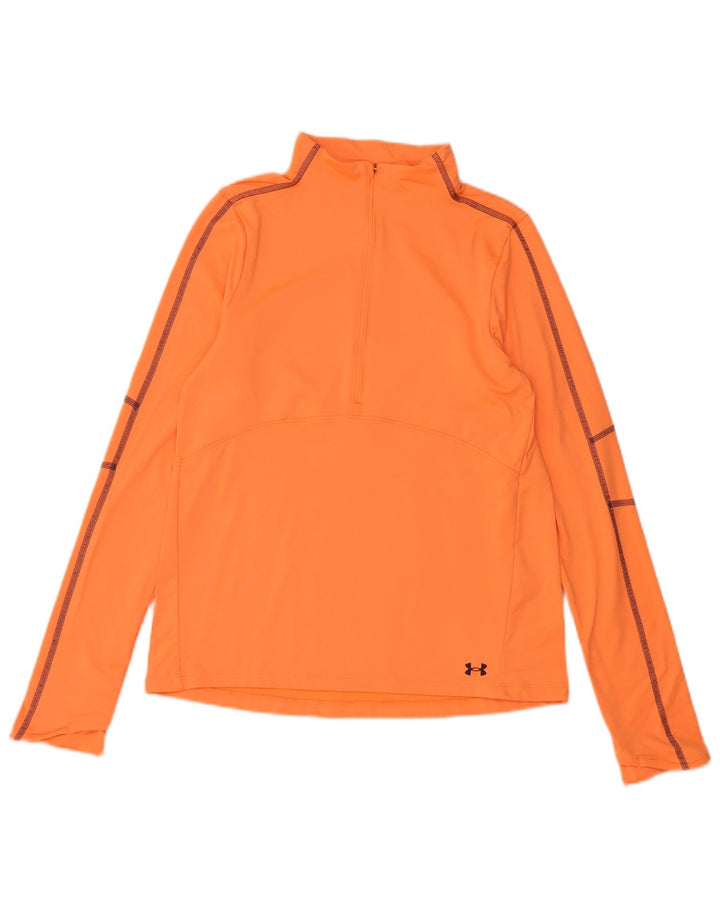 Under Armour Mens Zip Neck Pullover Treino Top Pequeno Poliéster Laranja