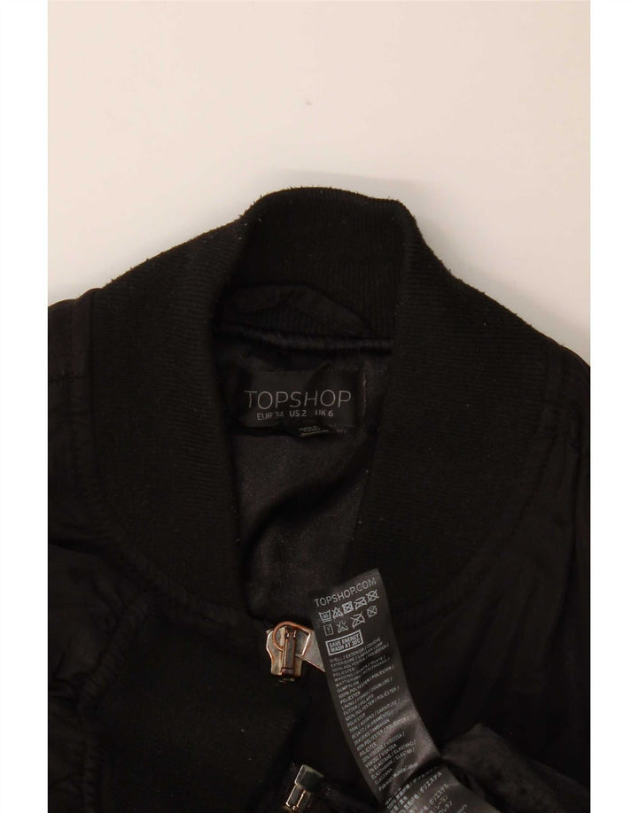 Jaqueta bomber superdimensionada feminina Topshop UK 6 XS poliéster preto