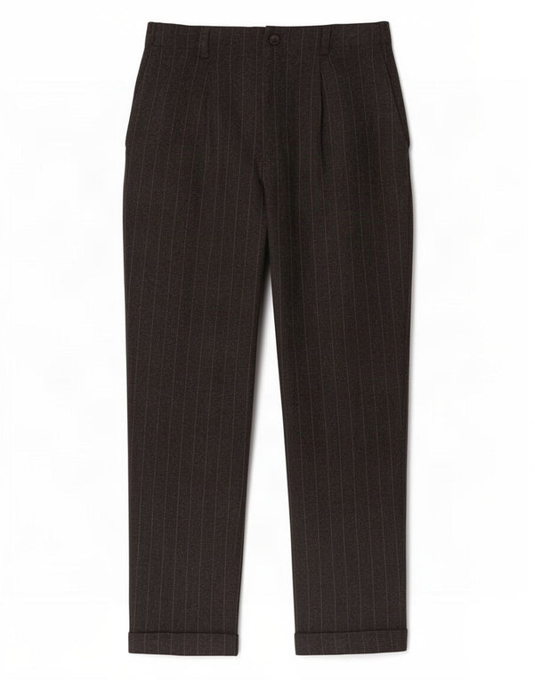 Zara Calça feminina cônica cortada XS W24 L23 cinza risca de giz viscose