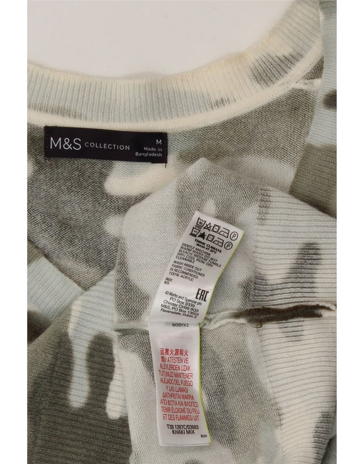 Suéter feminino Marks & Spencer com decote em V Reino Unido 14 médio multicolorido