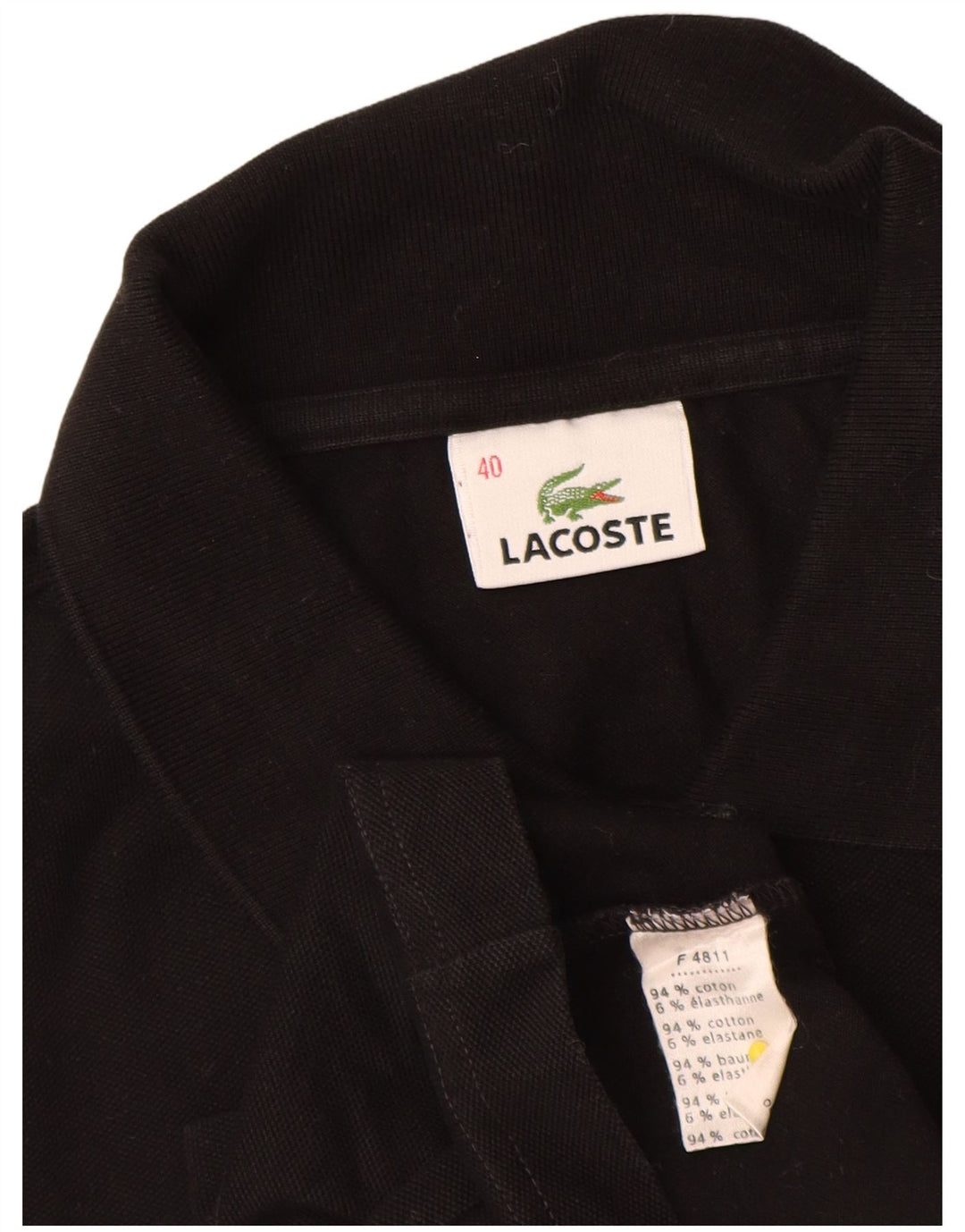 Camisa polo feminina de manga comprida Lacoste tamanho 40 algodão preto médio