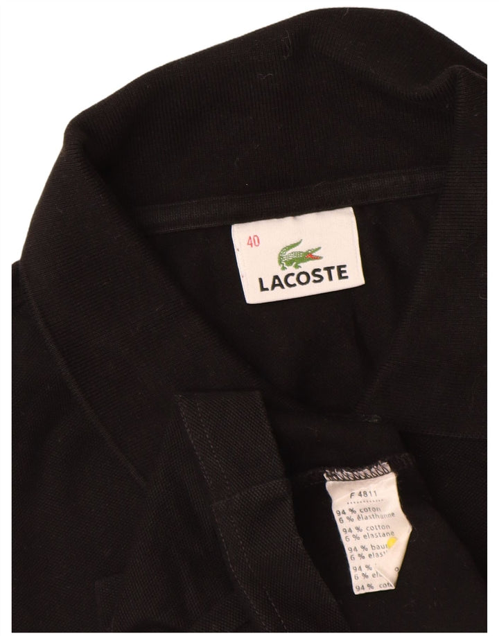 Camisa polo feminina de manga comprida Lacoste tamanho 40 algodão preto médio