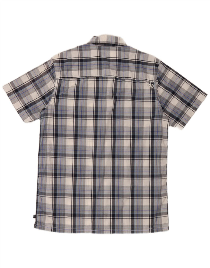 Animal Mens Camisa Manga Curta Azul Médio Algodão Xadrez