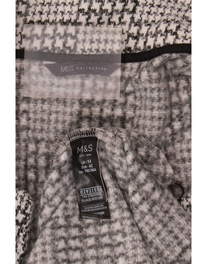Sobretudo aberto feminino Marks & Spencer Reino Unido 14 grande preto houndstooth