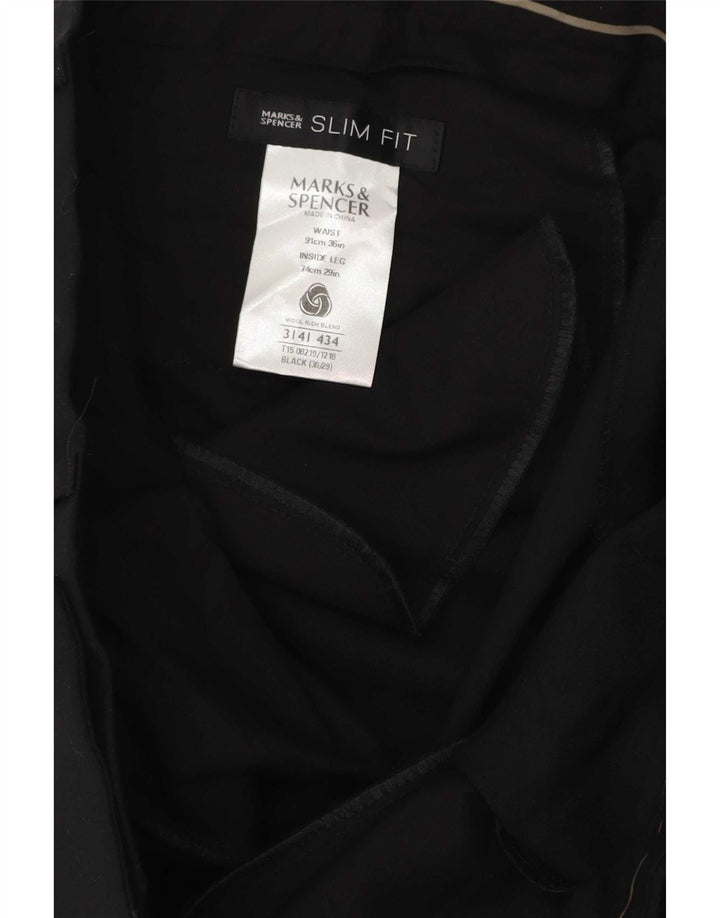 Calça masculina Marks & Spencer Slim Fit W36 L29 Poliéster Preto