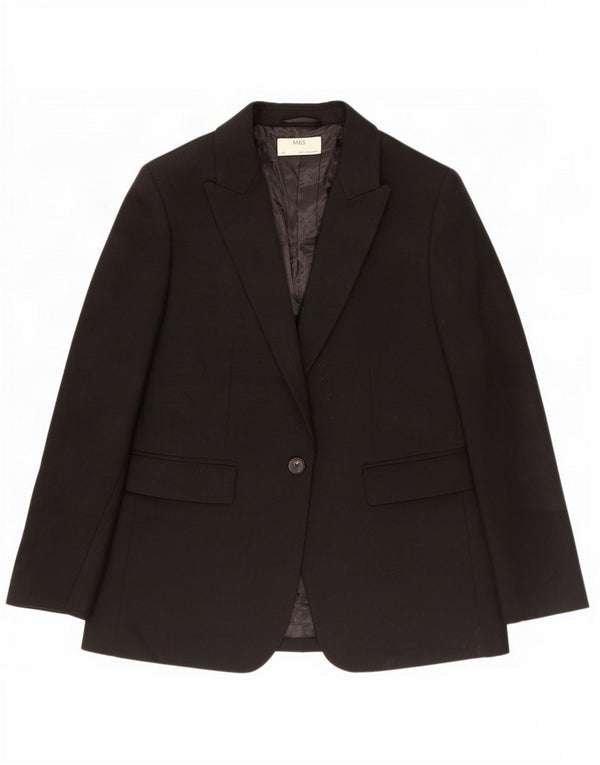 Jaqueta blazer feminina Marks & Spencer com 1 botão Reino Unido 12 poliéster preto médio