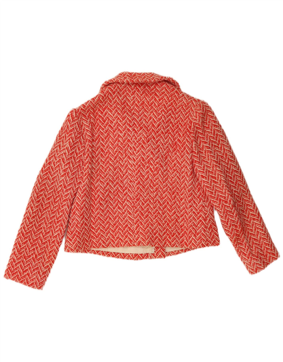 Jaqueta blazer feminina vintage com peito duplo UK 12 médio vermelho Chevron