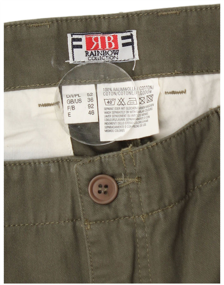 Calças cargo retas masculinas Rainbow W36 L28 algodão cáqui