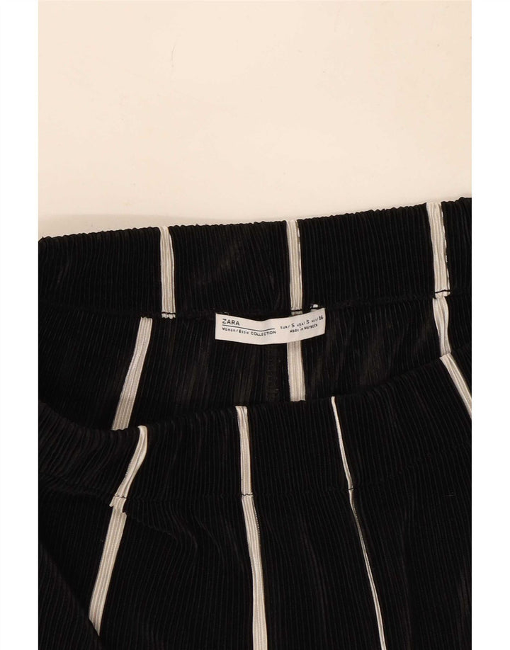 Calça feminina Zara Cullotes Capri pequena W26 L22 preta listrada