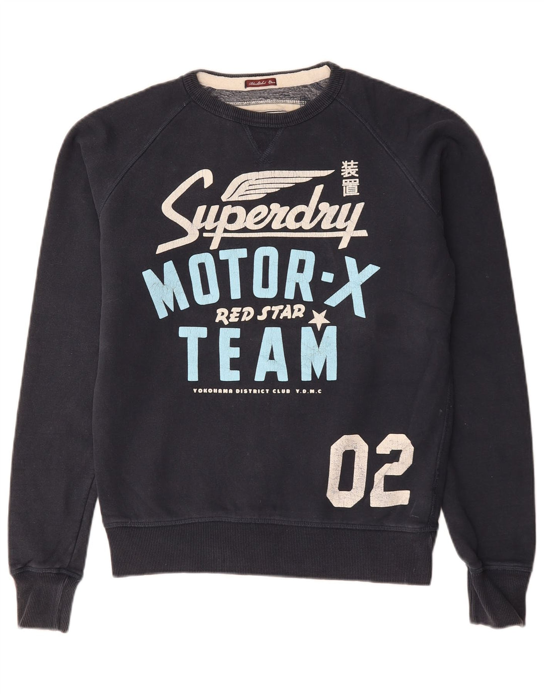 Superdry moletom gráfico masculino jumper médio azul marinho algodão