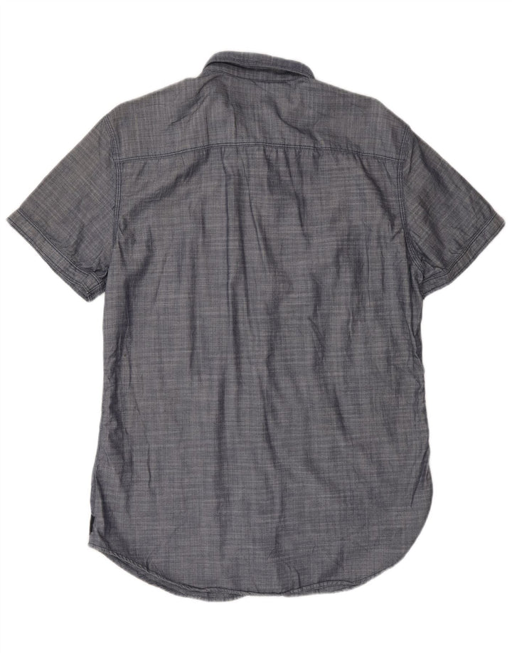 CALVIN KLEIN JEANS Camisa masculina de manga curta média azul marinho espinha de peixe