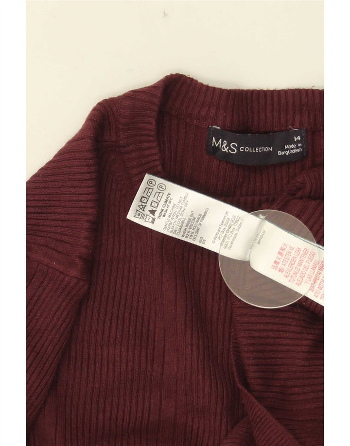 Suéter feminino Marks & Spencer com gola redonda Reino Unido 14 Médio Borgonha