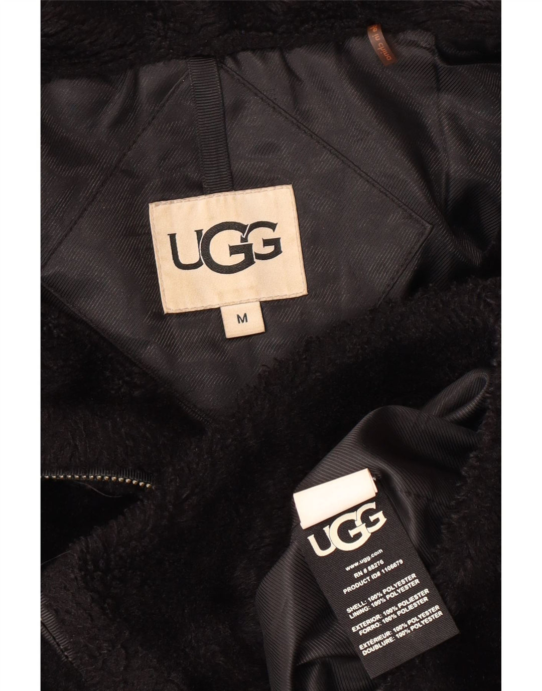 Jaqueta de lã com capuz feminina UGG UK 14 poliéster preto médio