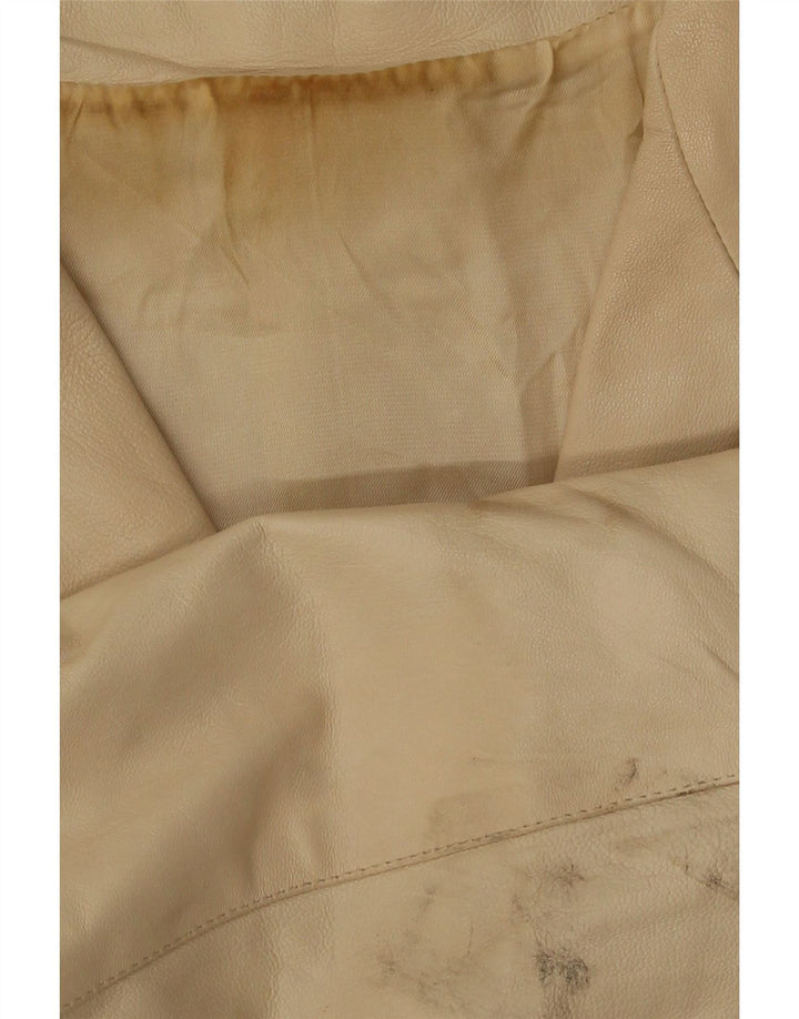 Jaqueta blazer feminina vintage de couro com 3 botões IT 48 XL couro bege
