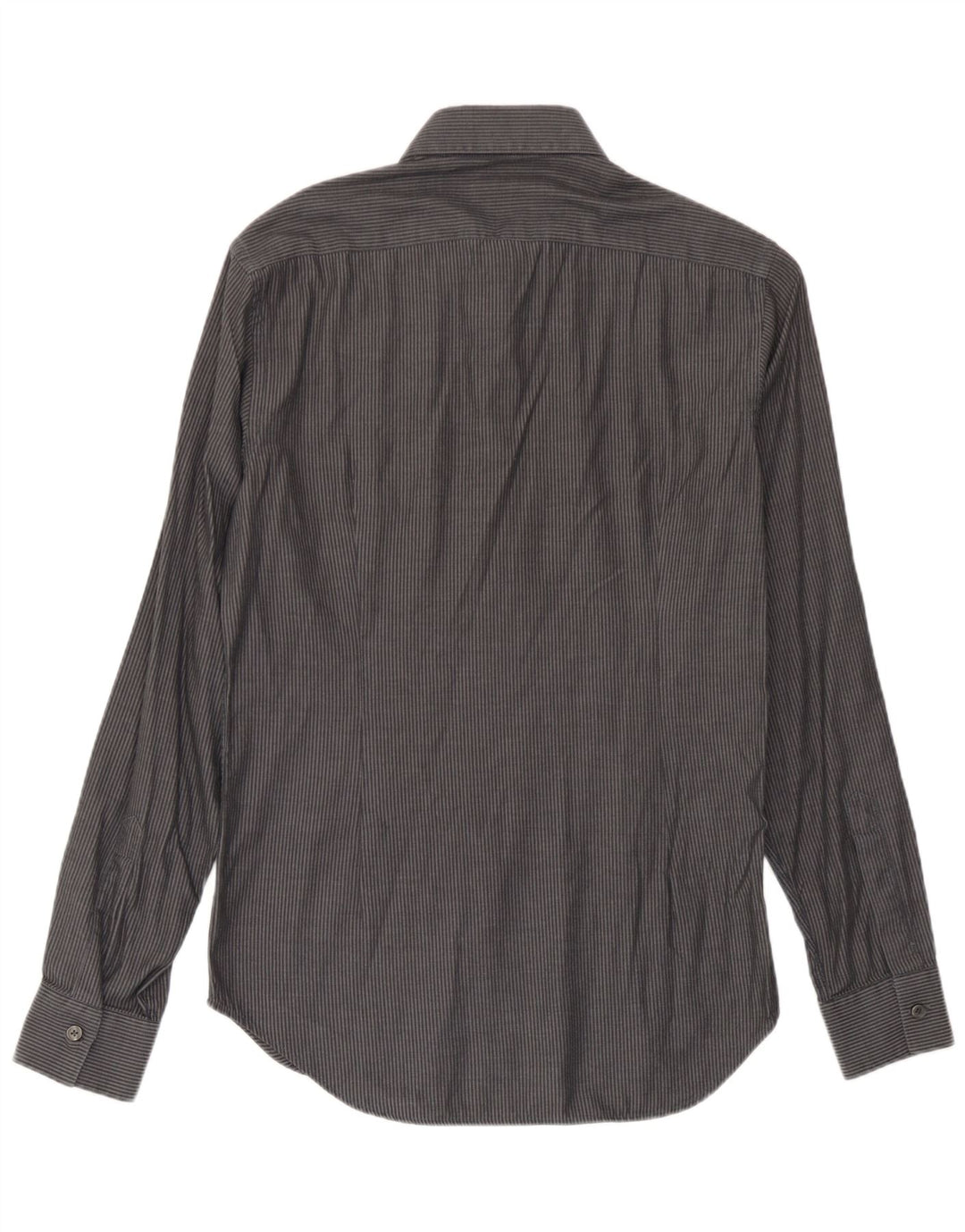 Camisa masculina Calvin Klein tamanho 40 algodão listrado cinza médio