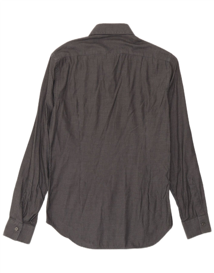 Camisa masculina Calvin Klein tamanho 40 algodão listrado cinza médio