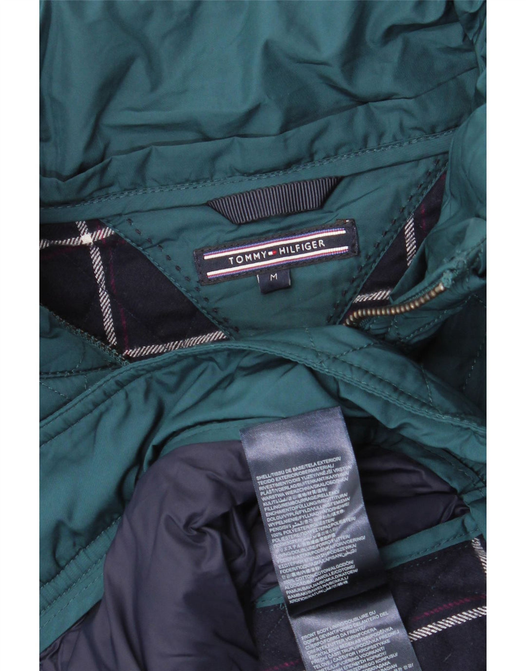 Jaqueta acolchoada feminina Tommy Hilfiger Reino Unido 14 algodão verde médio